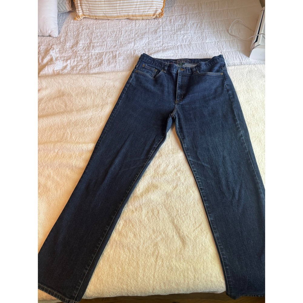 Lauren Ralph Lauren Classic Straight Leg Jeans Dark Wash Stretch Denim Size 12 - Picture 1 of 9